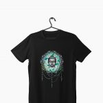 a floral buddha design by alphi on a t-shirt
