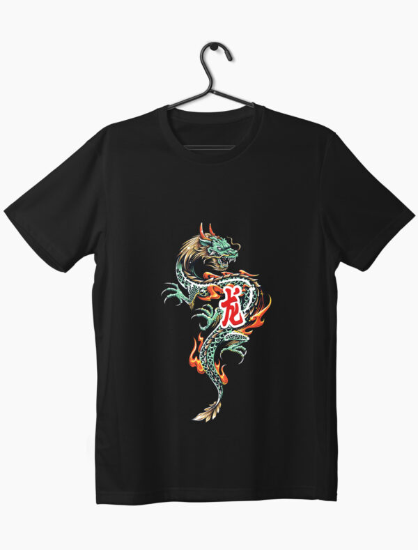 Japanese dragon printed black t-shirt