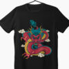 red dragon illustration on black t-shirt by custom t house