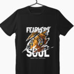 fearless soul with tiger graphic printed on black t-shirt