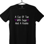 BTS black t-shirt with typography a cup of tae & suga and kookie