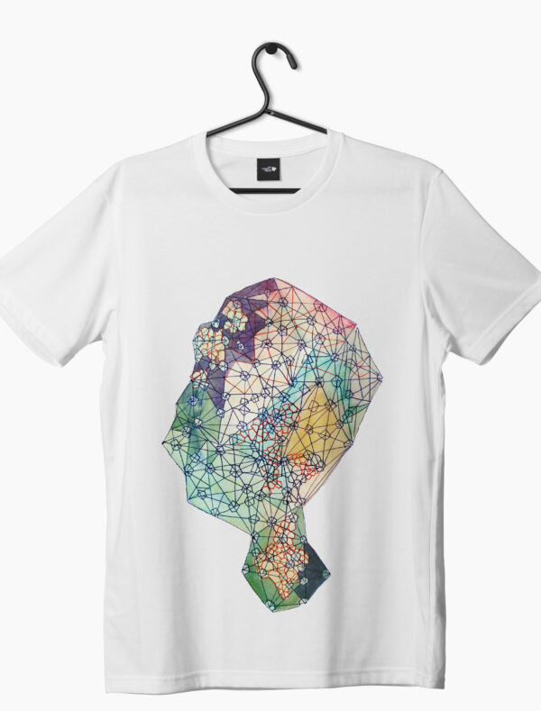 a white t-shirt showing Head of Line Maniac Art by Livinedart
