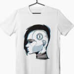 cyber punk girl head design on a t-shirt