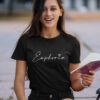 a college girl wearing BTS euphoria t-shirt