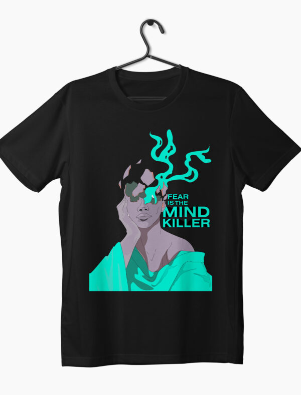fear the mind killer art by fadi on black t-shirt