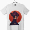 white color t-shirt with samurai girl print