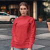 Girl wearing red color sweatshirt