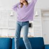 Unisex Plain Lavender Sweatshirt