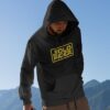 Black hoodie with yellow 'Solo Rider' graphic design on the front