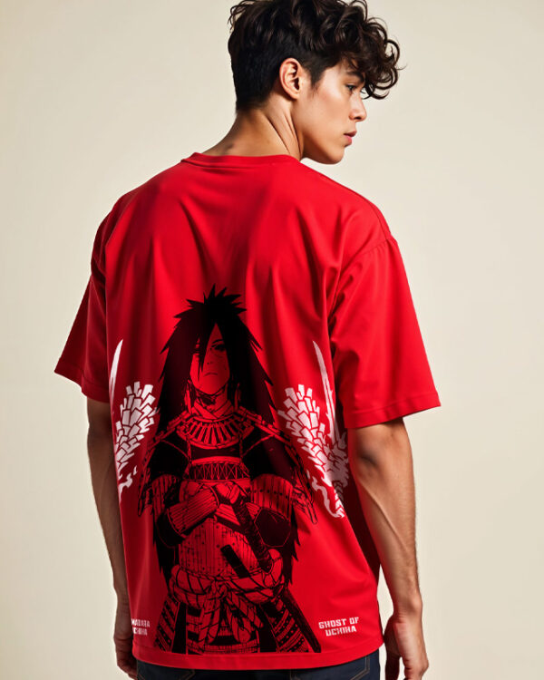 Ghost of Shinobi Oversized T-Shirt Oversized Red T-Shirt Anime Streetwear Tee for Otaku | Ninja Graphic Shirt | Anime t-shirt