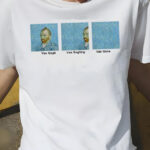 Van Gogh Van Goghing Van Gone T-Shirt oversized unisex white tee sizes S to XL on plain white, soft cotton knit, humorous art pun print