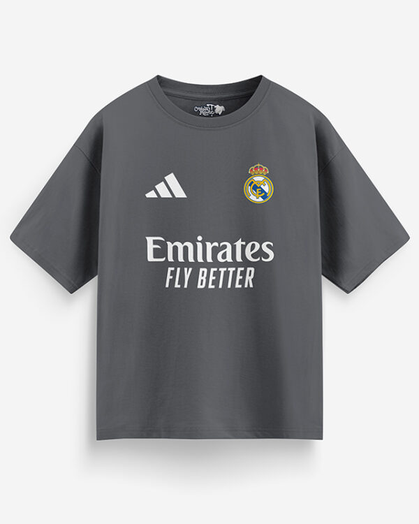 Real Madrid Oversized T-shirt- Grey color