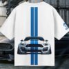 Shelby Mustang T-Shirt featuring blue GT350 car graphic on oversized white t-shirt back view