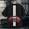 Bold Shelby Mustang T-Shirt with red GT350 graphic on back and Shelby text on front, black oversized fit